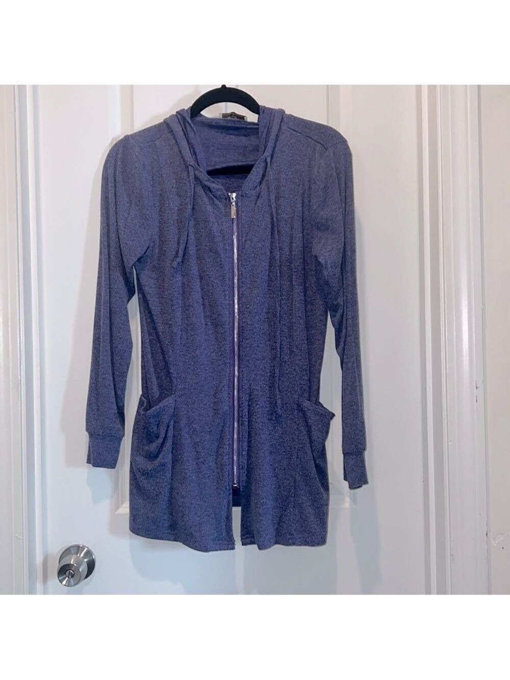 NWOT Miusey Small Purple Zip Up Hoodie Extra Long with Long Sleeves pockets thin